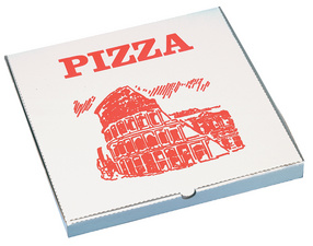 starpak pizzakarton hoekig 330x330x30 mm wit/rood