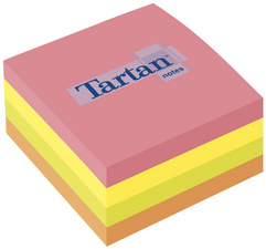 tartan krachtnotitie blok 76x76mm gekleurd assorti