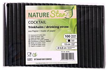nature star drinkrietje van papier cocktail 130 mm zwart