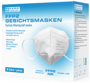 haro atemschutzmaske zonder ventil schutzstufe: ffp2 2 stuks
