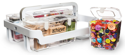 deflecto caddy-organizer stapelbar wit/transparant